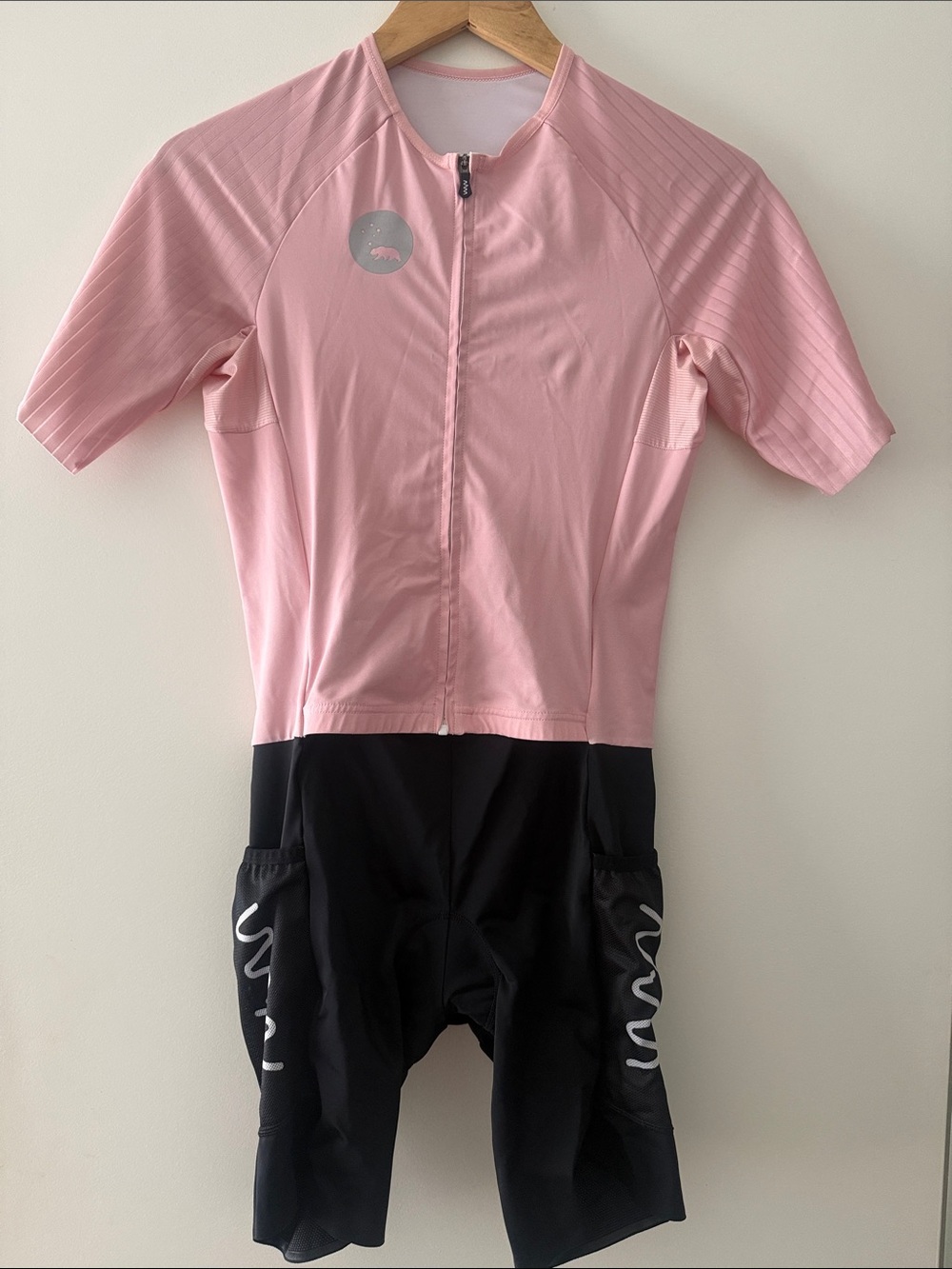 Kids Pink and Black Short Sleeve Swim Suit with Zipper